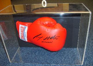 Ricky 'The Hitman' Hatton signed glove in a case