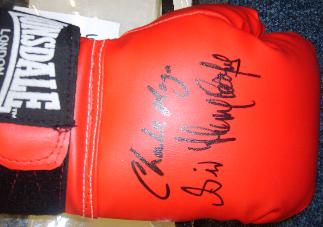 Glove signed by legends Charlie Magri & Sir Henry Cooper