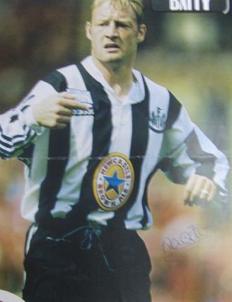 David Batty in action for Newcastle United signed magazine picture