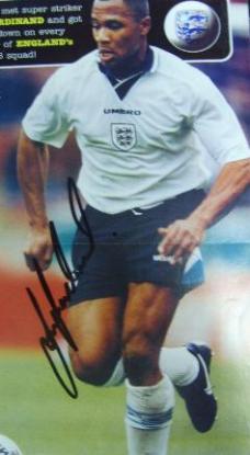 Les Ferdinand in England colours signed magazine picture