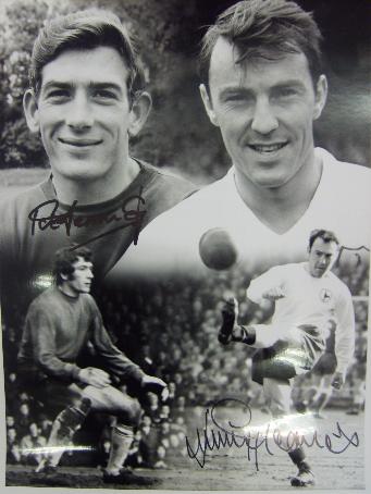 Spurs legends Pat Jennings & Jimmy Greaves signed b/w montage