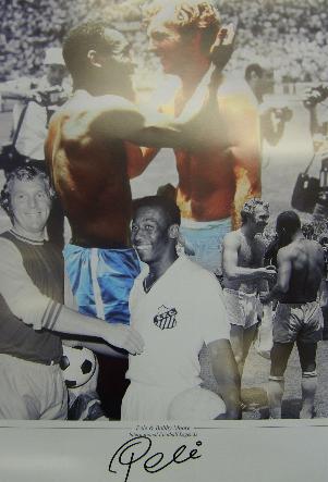 Pele & Bobby Moore montage signed by Pele