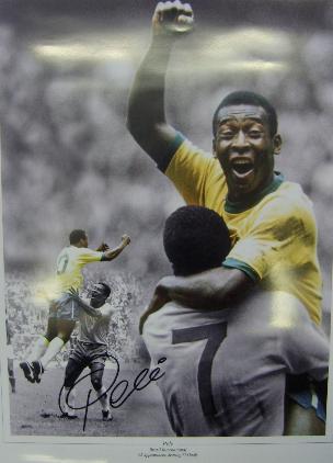 Pele large montage print signed by Pele