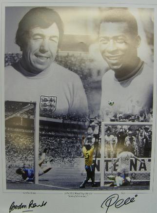 Pele & Gordon Banks montage signed by both