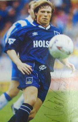 Spurs star Nicky Barmby signed magazine picture