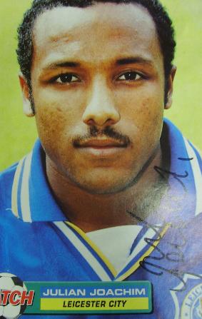 Leicester City star Julian Joachim signed magazine picture