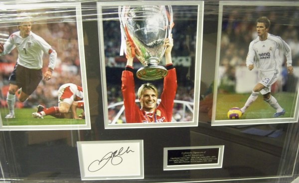 David Beckham montage 3 photos plus signature