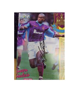 West Ham star Trevor Sinclair signed magazine page