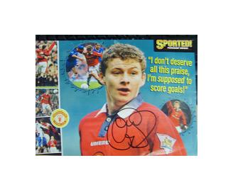 Ole Gunnar Solskaer Manchester United signed magazine picture