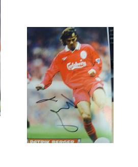Liverpool star Patrik Berger signed magazine picture