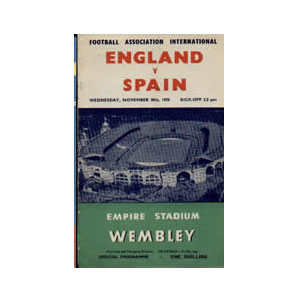 England V Spain Programme 1959 