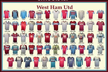 West Ham shirts over the years