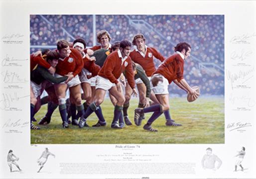 Rare print The Lions of 1974 signed 