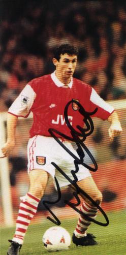 Martin Keown in Arsenal colours signed