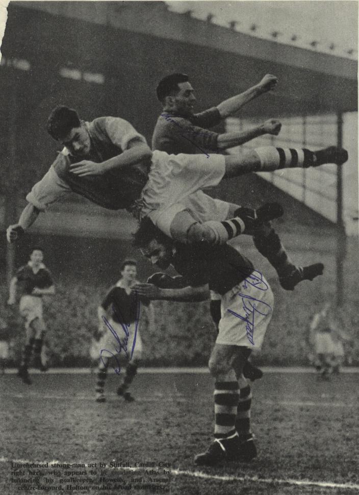 Cardiff City v Arsenal 1950's signed picture