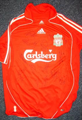 Liverpool home shirt multi signed