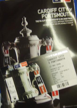 Portsmouth V Cardiff FA cup 2008 programe and ticket