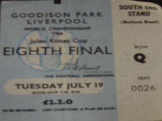 World Cup Finals 1966 actual ticket