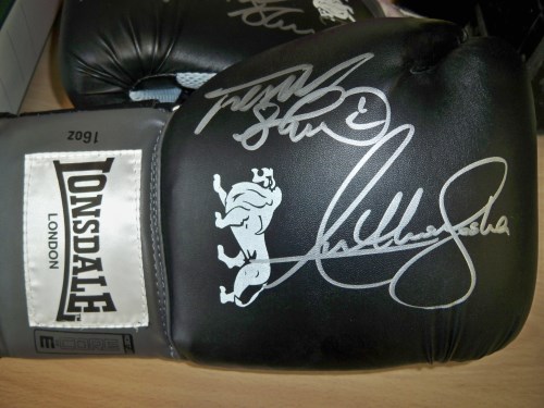 Anthony Joshua and Frank Bruno signed 160z Boxing glove