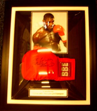  Frank Bruno signed boxing glove presentation 