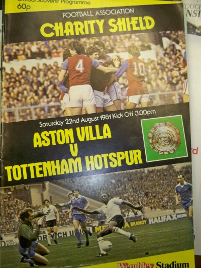 Charity shield 1981Programme Tottenham V Aston Villa signed by Ossie Ardiles