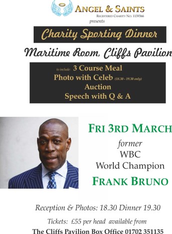 Frank Bruno charity dinner Southend on Sea 55 a head including picture with Frank