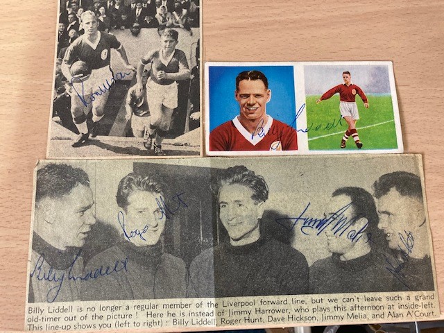 3 Liverpool Vintage images of Ronnie Moran Roger Hunt Billy Liddell etc