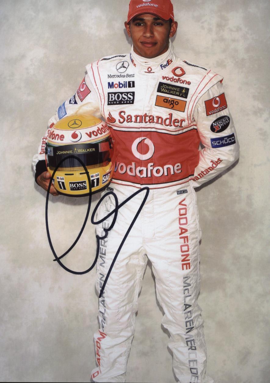 Lewis Hamilton signed photo montage