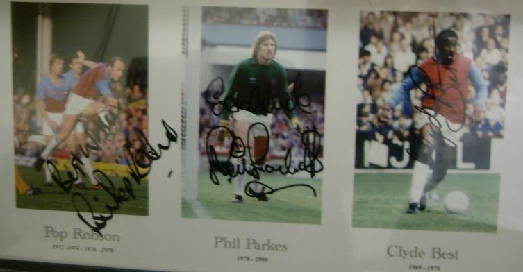 Clyde Best, Pop Robson, Phil Parkes signed montage 4 left