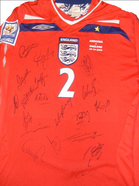 England match issued shirt signed by the team