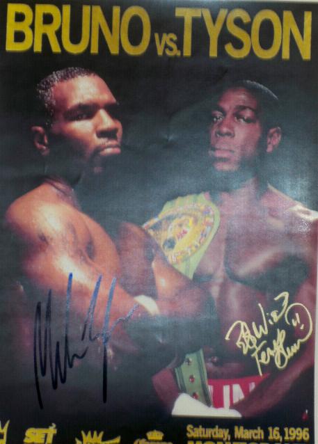 Frank Bruno V Mike Tyson (signed by both) poster advertising their fight. 12 3/4 X 17 3/4 