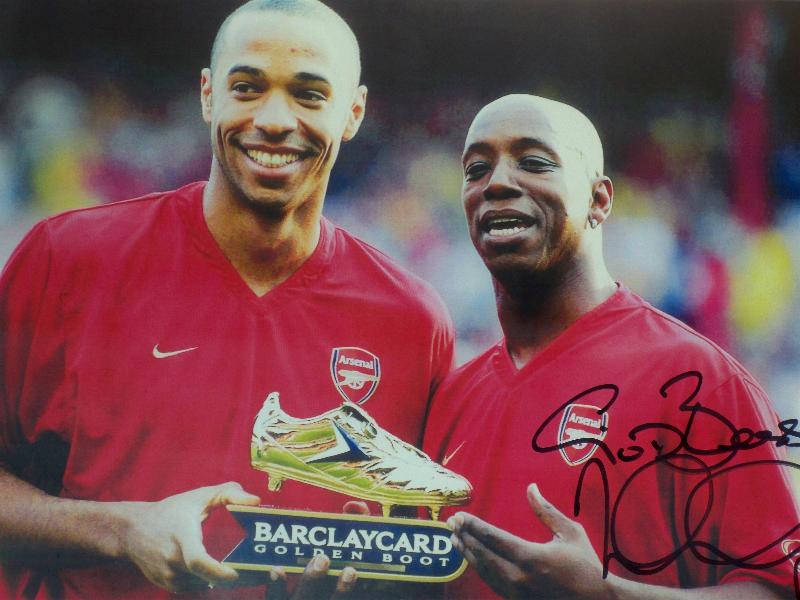 Ian Wright signed image of Thierry Henry and himself