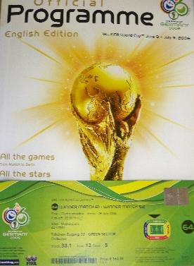 World cup 2006 final programme and ticket France V Italy final