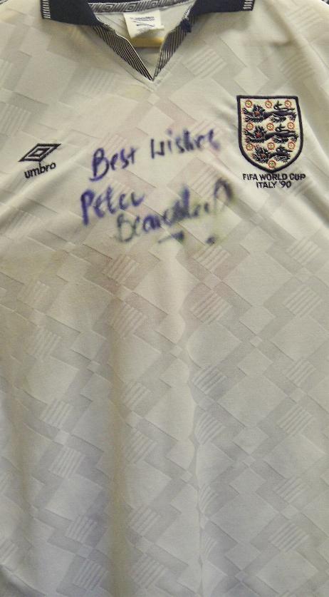 *****Peter Beardsley actual worn shirt from the 1990 world cup
