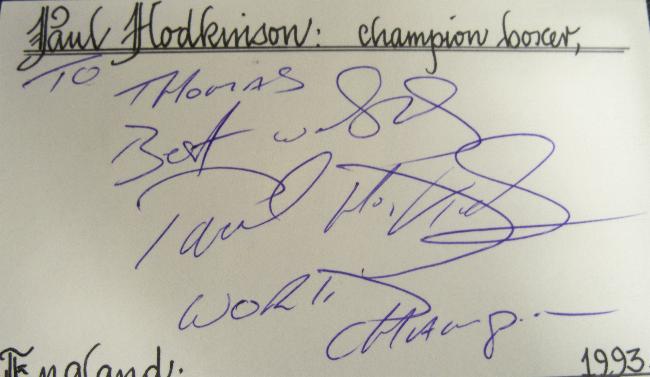 Paul Hodkinson signed white card