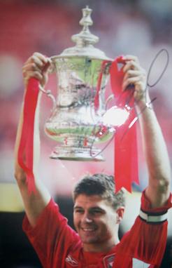 Steven Gerrard signed FA cup photo plus free programe from the game