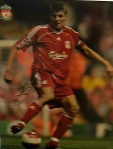 Steven Gerrard Liverpool signed action image