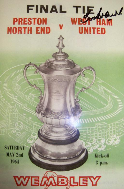 1964 replica FA cup programme signed by Ken Brown