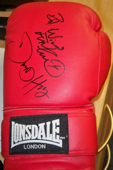 Boxing Glove signed by David Haye and Frank Bruno