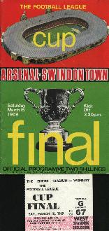 1969 Arsenal v Swindon Town League Cup Final with Ticket