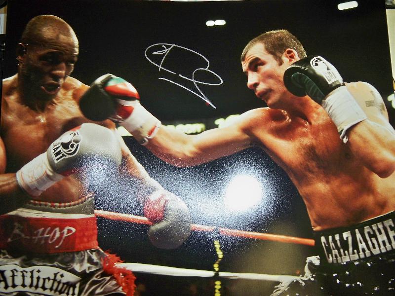 Joe Calzaghe signed action shot 