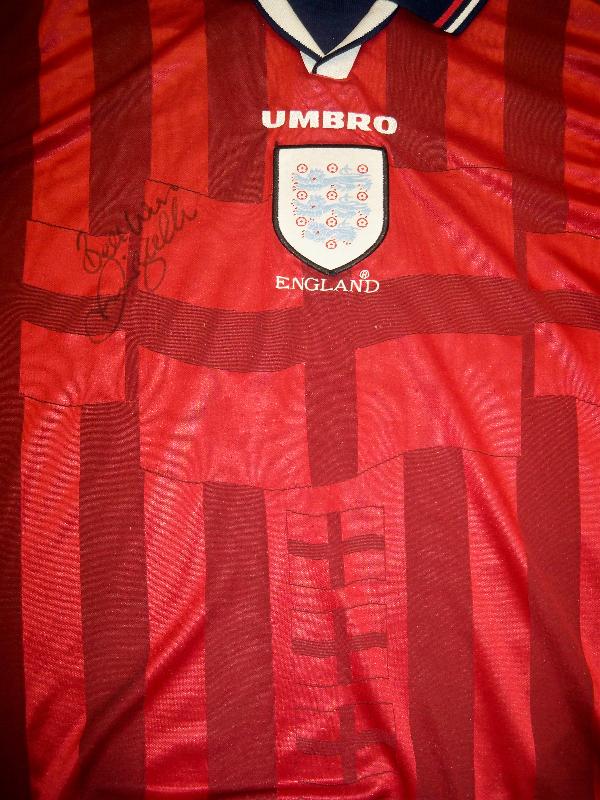 David Beckham actual signed England shirt