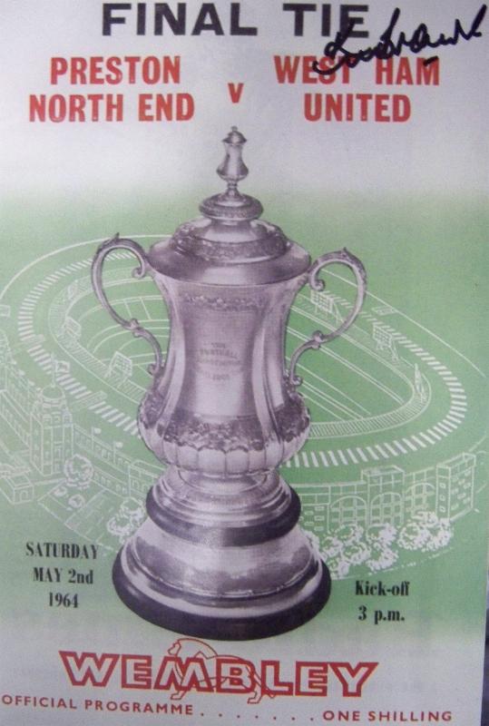 1964 replica FA cup programme  signed by Ken Browne