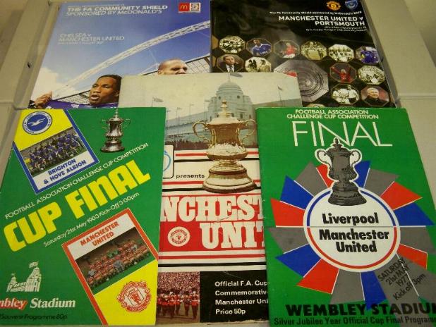 Manchester United collection of  Trophy winning Final Programmes