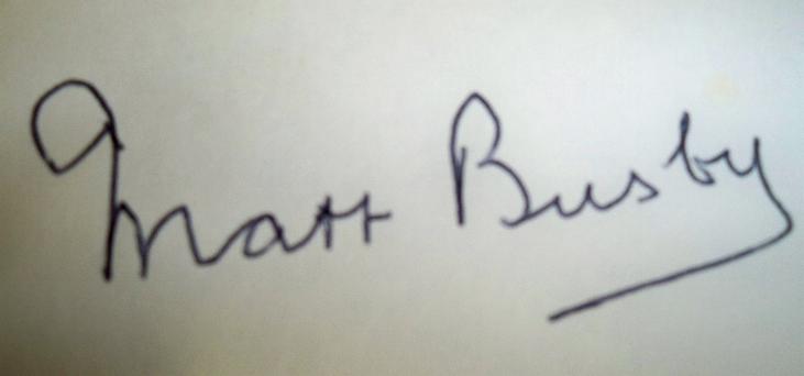 Matt Busby signed piece of paper