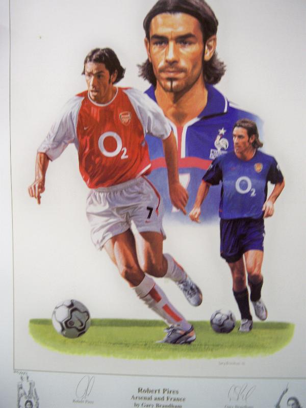 Robert Pires signed Arsenal/France print framed