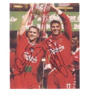 Owen and Gerrard celebrating. 