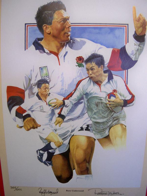 Rory Underwood signed England Rugby print