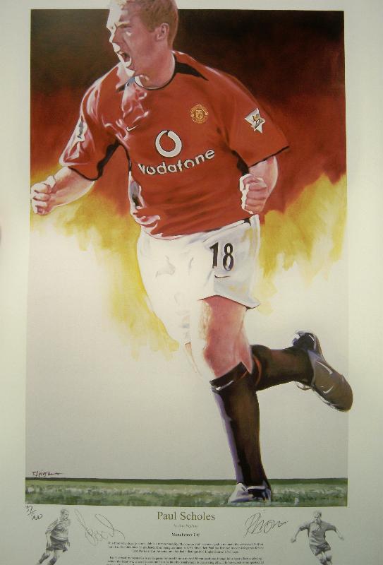 Paul Scholes signed Manchester Utd print