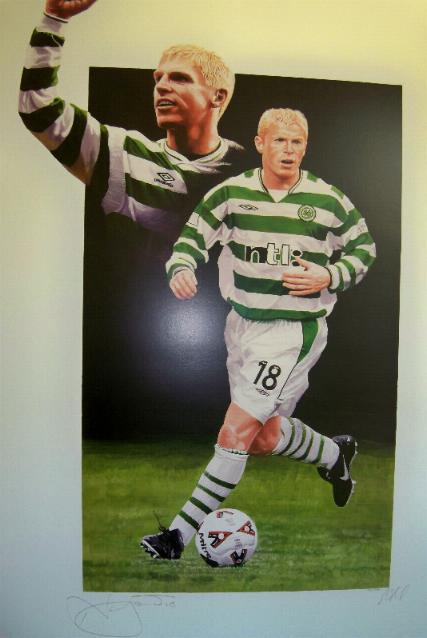 Neil Lennon signed Celtic print 